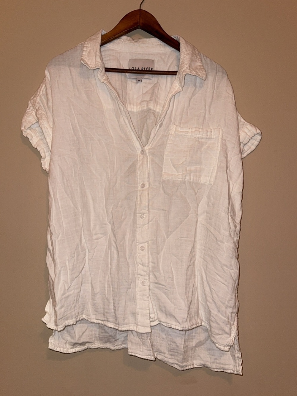 Lola Rivera White Short-Sleeve Button Down Shirt